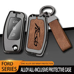New Auto TPU Zinc Alloy Key Case Bag For Ford Fiesta Logo Car Key Chain Car Metal Key Shell Car Interior Decoration Accessories CM World