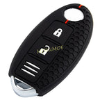 For Nissan Car Key Fob Case Cover Chain Ring X-Trail Qashqai Kicks Murano Note Micra 370Z Juke Leaf Silicone Black 2 Buttons CM World