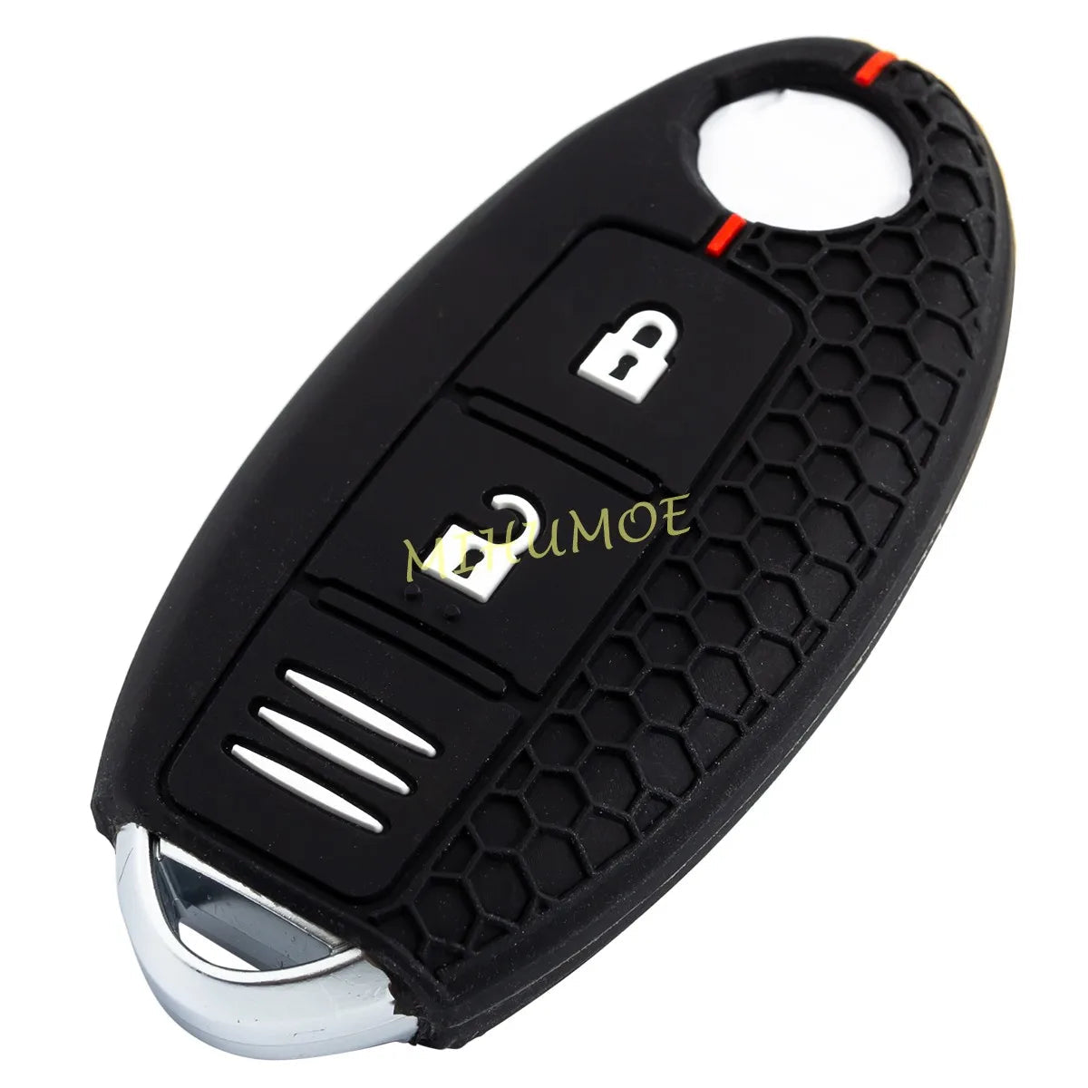 For Nissan Car Key Fob Case Cover Chain Ring X-Trail Qashqai Kicks Murano Note Micra 370Z Juke Leaf Silicone Black 2 Buttons CM World