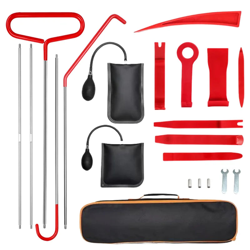 21/18PCS Car Door Tool Kit Inflatable Air Pump Auto Window Door Open Fixing Gripper Tools Long Reach Kits with Carrying Bag CM World