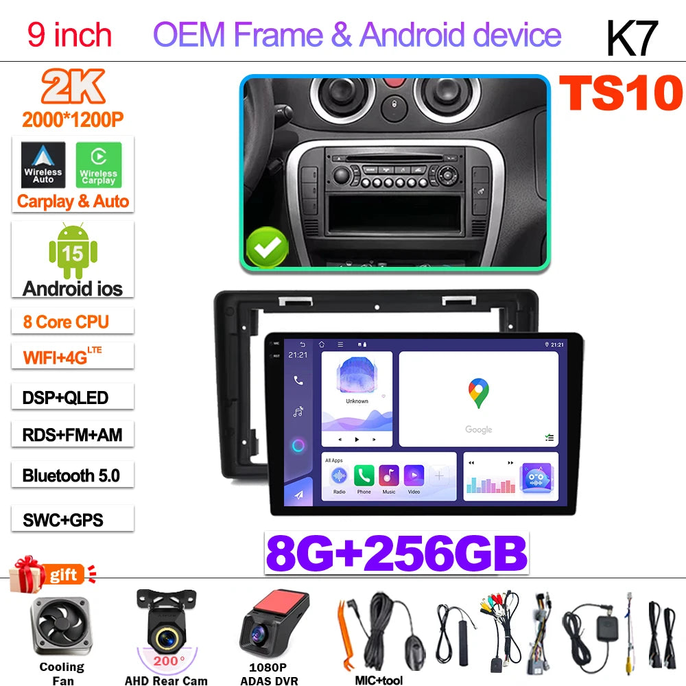 Android 15  Car Radio For Citroen C2 C3 2001 2002 2003 - 2010 Touch Screen Multimedia Video Player Navigation Bluetooth WIFI GPS CM World