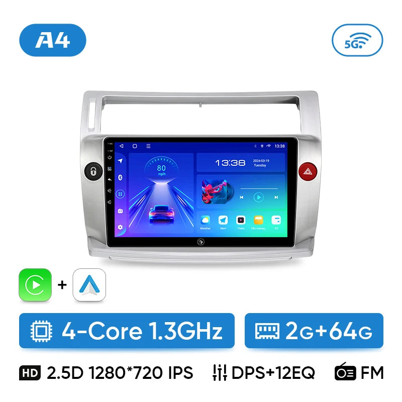 Ainavi Car Radio For Citroen C4 C-Triomphe C-Quatre 2004 2005 2006 2007 2008 2009 Wireless Carplay Android Auto Multimedia 2 Din CM World
