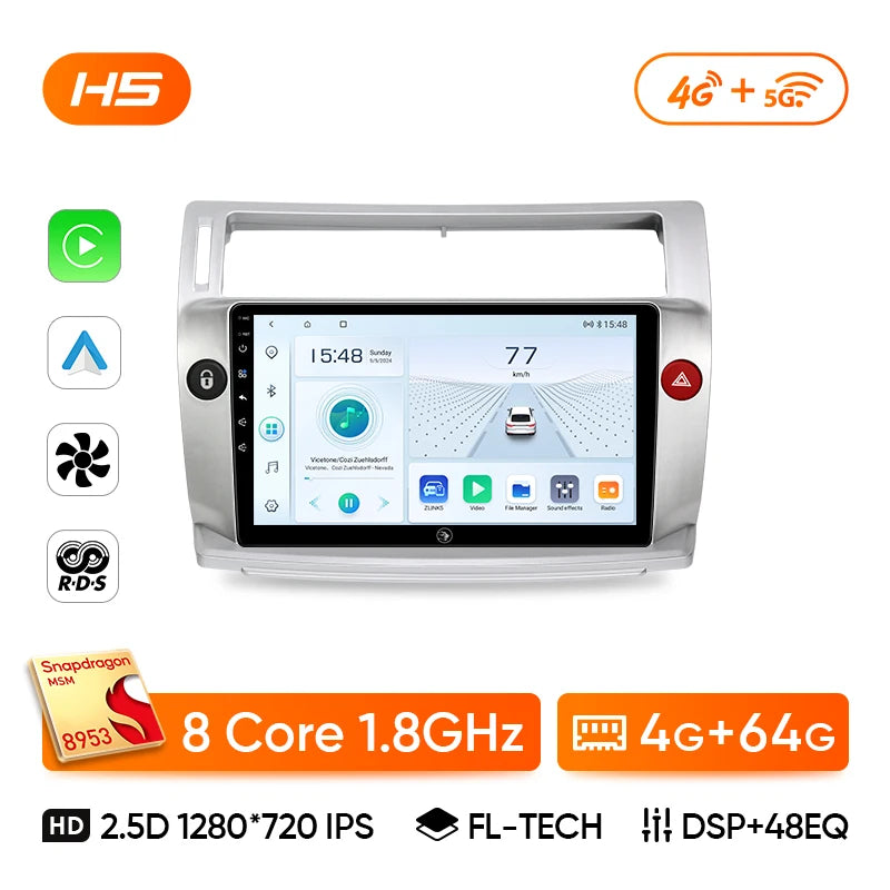 Ainavi Car Radio For Citroen C4 C-Triomphe C-Quatre 2004 2005 2006 2007 2008 2009 Wireless Carplay Android Auto Multimedia 2 Din CM World