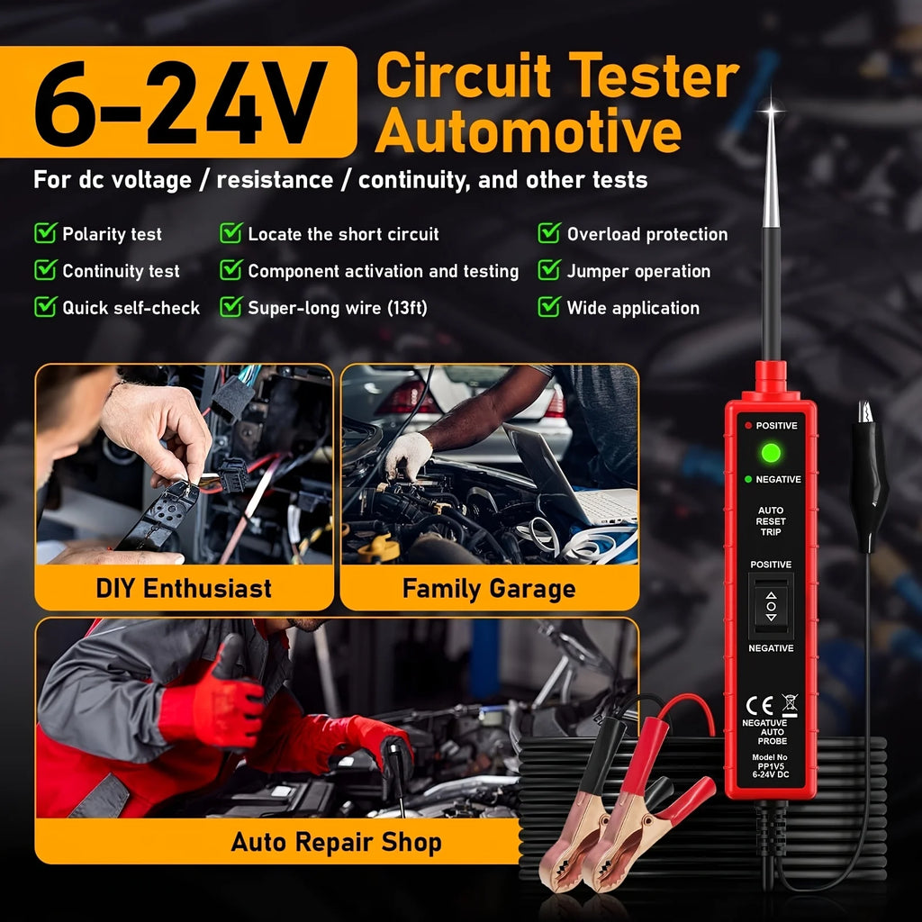 High-Performance Multifunctional Automotive Circuit Tester and Drive Detector—Digital Display, Adjustable Resistance, Ergonomic Design, for Electrical System Diagnostics, Circuit Switch Inspection, and Vehicle Maintenance
