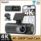 UHD 4K WiFi Dash Cam Dual Lens Driving Recorder Car DVR Optional 1080P Rear Lens Camera GPS 24H Parking Monitoring Black Box Car Mobile World