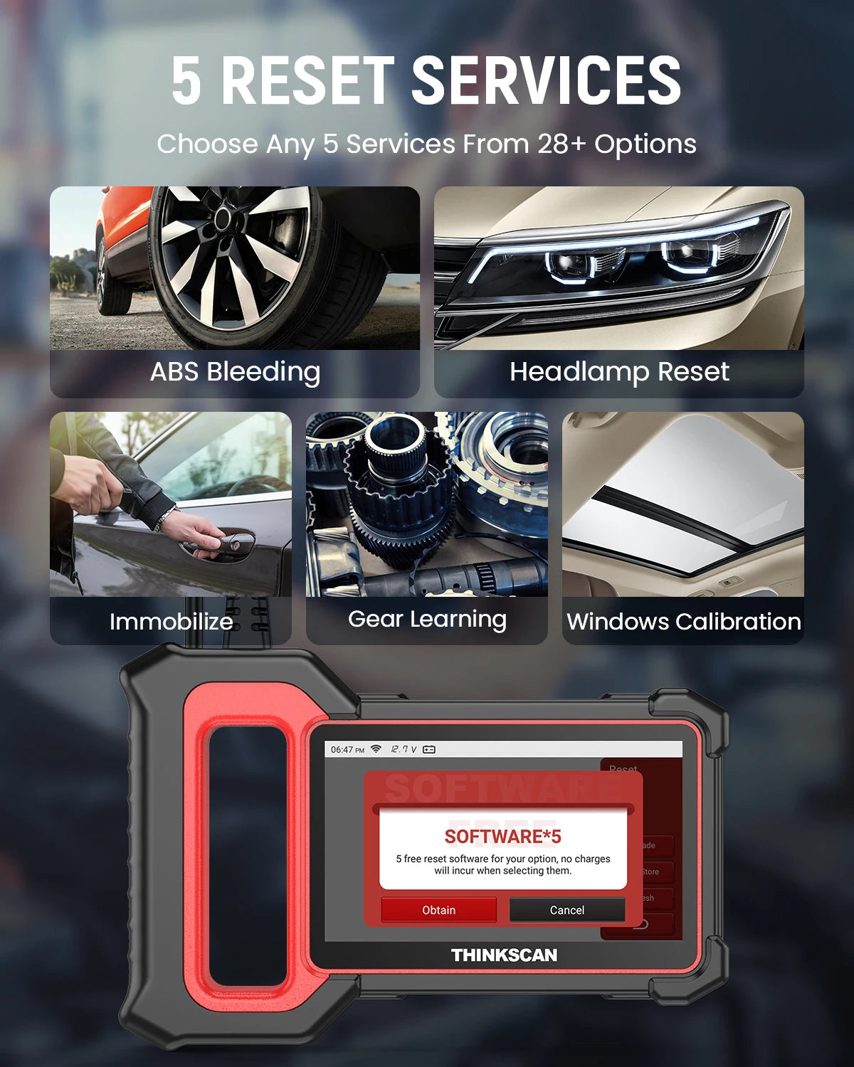 THINKSCAN Plus S7/S6/S4 OBD2 Scanner Car Diagnostic Tool Scan ABS SRS ECM TCM BCM IC AC System Free Reset Service Free Car Mobile World