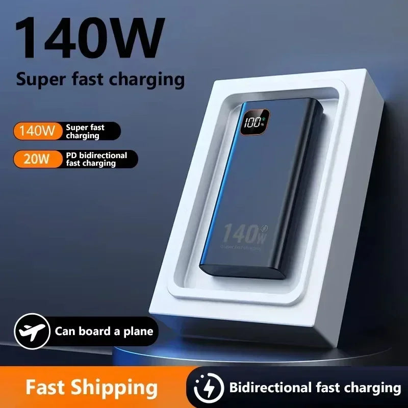 Lenovo 200000mAh 140W Ultra Capacity Power Bank Super Fast Charge CCC Certification Portable Battery Charger For IPhone Samsung Car Mobile World