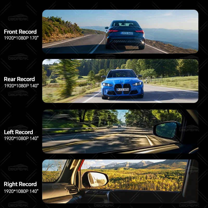 D75 4 Channel 11" Dash Cam Rear View Mirror Camera 1080P Dual Lens Infrared Night Vision WIFI GPS 360 Video Recorder Car DVR