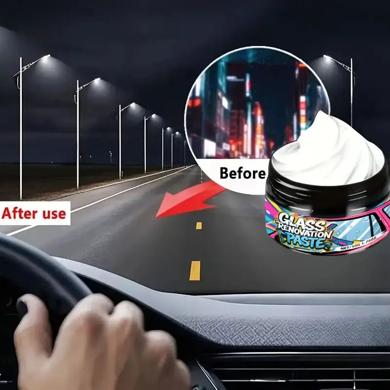 Glass Polishing Compound,Car Windshield Oil Film Remover Deep  Polishing Car Window And Mirror Repair Kit Car Scratch Compound CM World