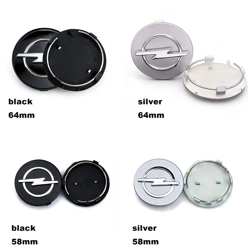 4pc 58/64mm Car wheel hub cover, wheel center hub cover badge For Opel Astra H G J Insignia Mokka Zafira Corsa Vectra C D Antara CM World