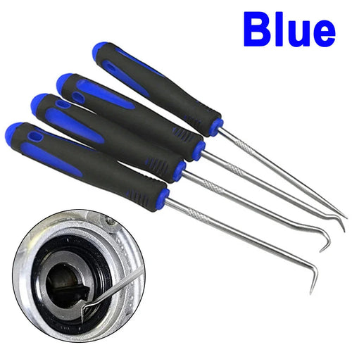 4PCS 165mm Blue Car Oil Seal Screwdriver Set Hose Removal Hook Set O-Ring Seal Gasket Puller Remover Pick Hooks Repair Tools CM World