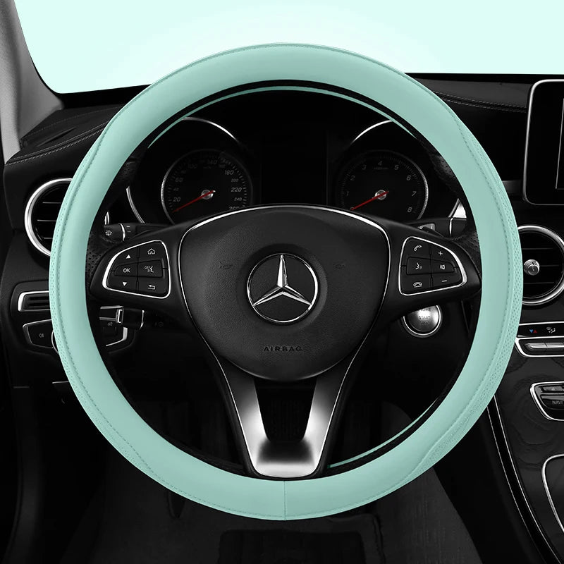 Car Anti-Slip Leather Steering Wheel Cover Universal Car Steering Wheel Protective Cover Fashion Style 38cm Sport Style Cool CM World