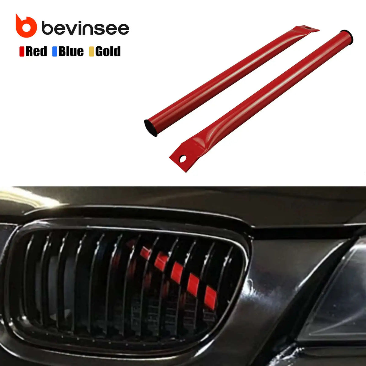 Steel V Brace Bars Front Grille Kidney Struts Braces for BMW E90 E91 E92 E93 323i 325i 328i 330i 335i 2006-2013, Car Accessories