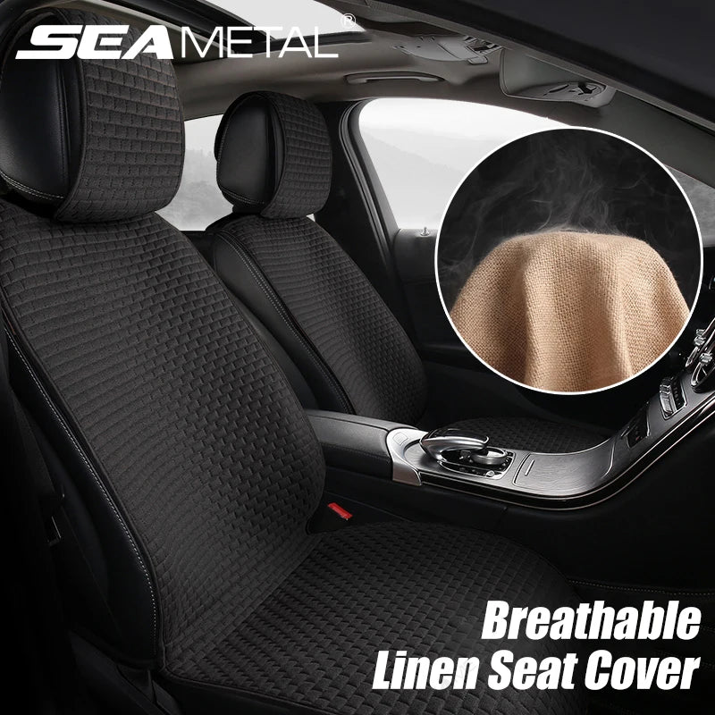 SEAMETAL Breathable Car Seat Cover 100% Linen Cooling Seat Cushion Wear-Resistant Sweat-Absorbing Seat Protector for Suv Sedan