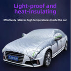 Thickened Auto Half Car Cover Hail Proof Sunshade Anti‑Snow Frost Dust Car Hood Protector for Sedan SUV Vehicles