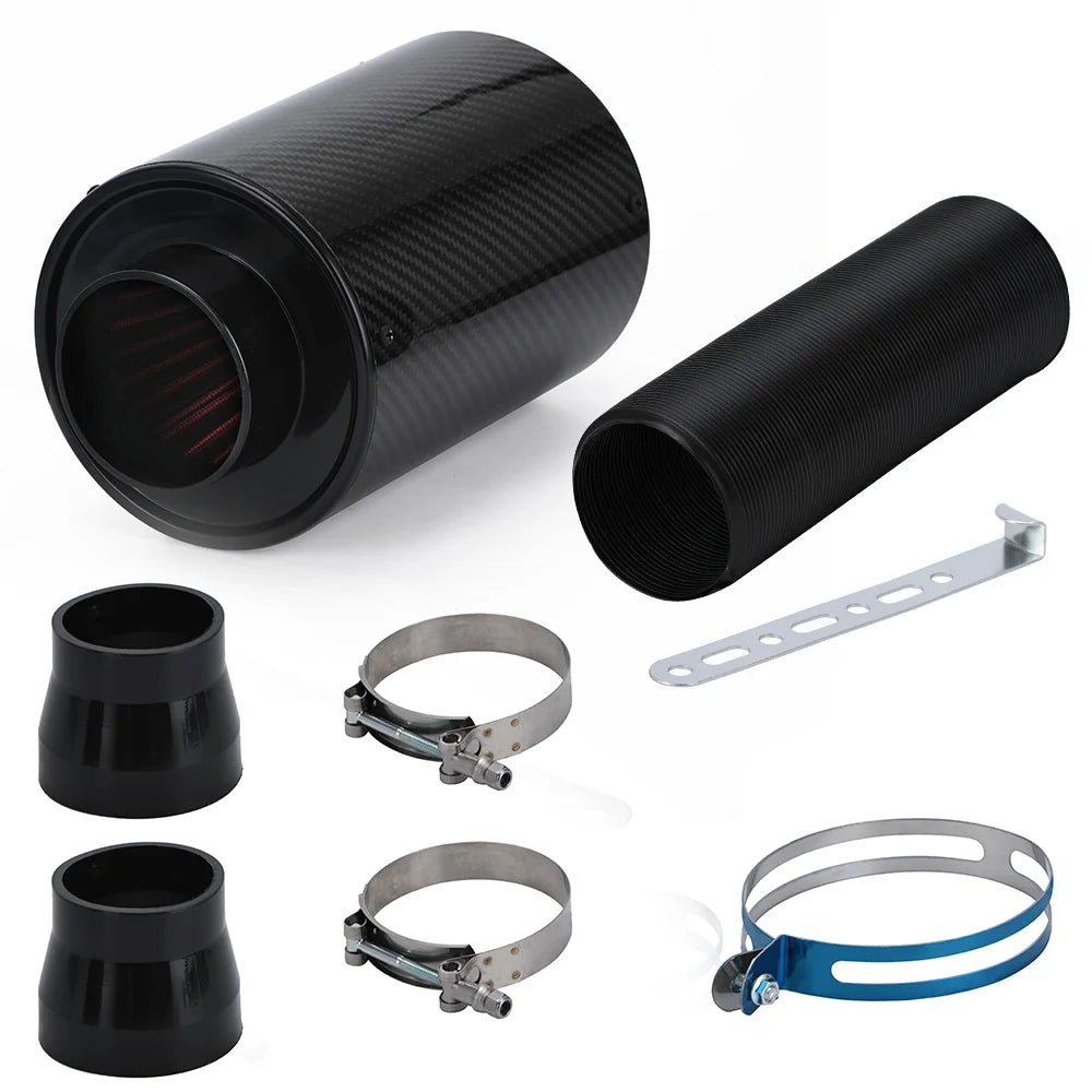 Universal 3" Racing Carbon Fiber Cold Feed Induction Kit Air Intake Kit Air Filter Box With Fan or Wihout  Fan CM World