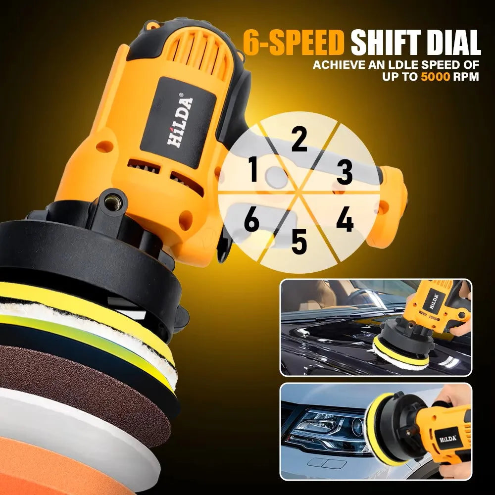 HILDA Electric Car Polisher Car Beauty Waxing Machine  Adjustable Speed Sanding Waxing Tools Automotive Polishing Scratch Repair CM World