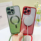 Magnetic For iPhone 17 Pro Max Case 16 14 13 12 11 15 Plus 17Air Glitter Magsafe Clear Plating Strap Crossbody Lanyard Cover Car Mobile World