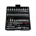 46Pcs 1/4 Inch Metric Ratchet Socket Wrench Set with Extension Bar, Portable Repair Tool Kit for Auto Household Maintenance
