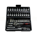 46Pcs 1/4 Inch Metric Ratchet Socket Wrench Set with Extension Bar, Portable Repair Tool Kit for Auto Household Maintenance