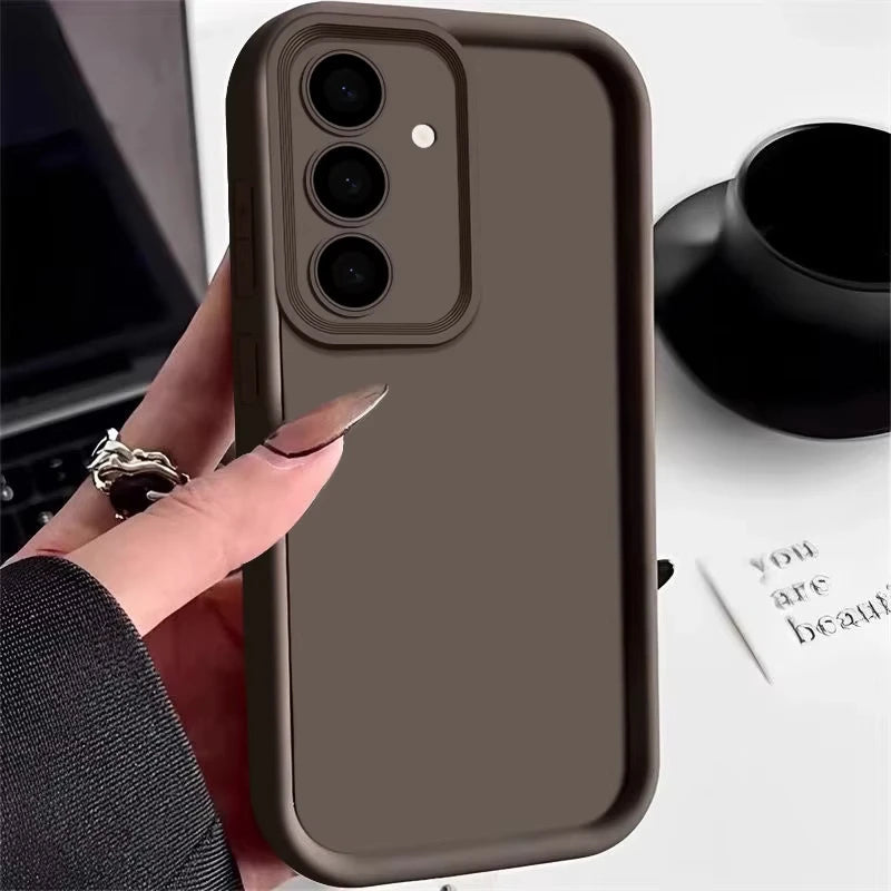 Soft TPU Case For Samsung S26 S25 S24 S23 S22 S21 Ultra Plus FE S25 edge A54 note 20 Shockproof Solid Color Silicone Phone Cover Car Mobile World
