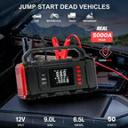 5000A Peak Car Battery Starter with 150PSI Tire Inflator Pump Air Compressor 12V Car Battery Starter Power Bank