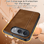 For iPhone Duo Luxury Saffiano Leather Pattern Screen Film Glass Phone Case for iPhone Duo Hinge Protection Cove