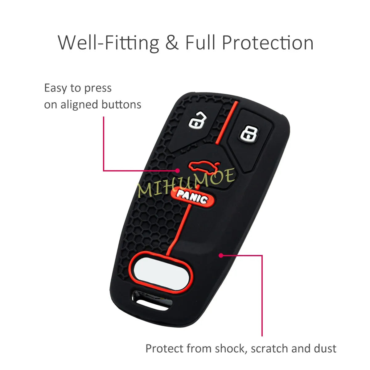 Remote 4 Buttons Key Case Keychain Shell Fob For Audi Q5 Q7 TT A4 B9 A5 S4 S5 SQ5 TT 2021 2022 2023 Silicone Key Holder Cover CM World