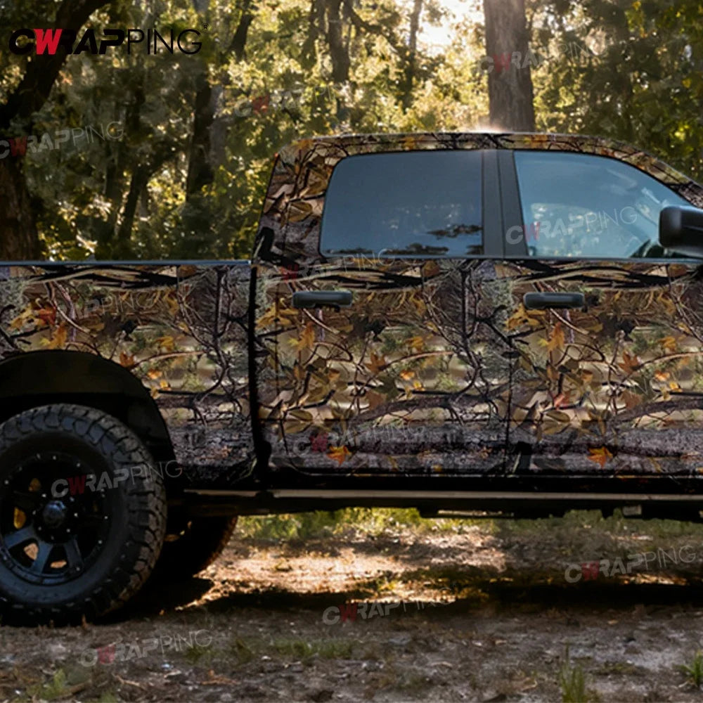 Waterproof Car Sticker Vinyl for Motorcycle Camouflage Car Protection Film Leaves Woodland Camo Trees Bubble-free Off Road Wrap Car Mobile World