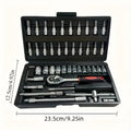46pcs 1/4 Inch Drive Socket Set for Motor Ratchet Wrench Set Motorcycle Tool Kit, Bit Socket Wrench Set Metric Mechanic Tool Set CM World