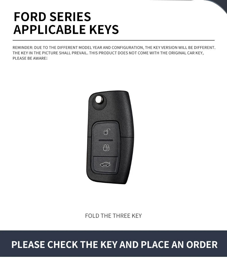 New Auto TPU Zinc Alloy Key Case Bag For Ford Fiesta Logo Car Key Chain Car Metal Key Shell Car Interior Decoration Accessories CM World