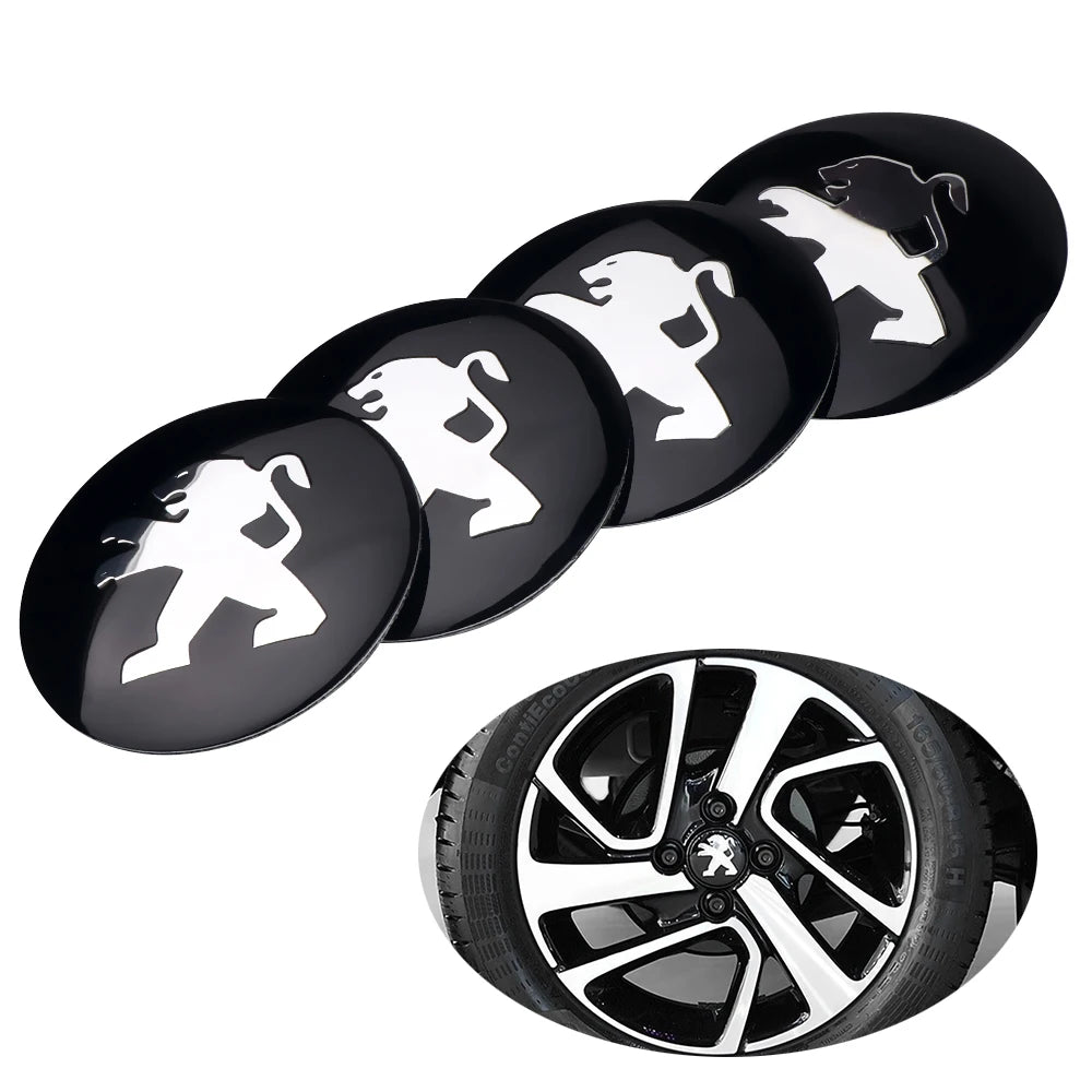 4Pcs 56mm Car Wheel Center Hub Caps Badge Sticker Decals For Peugeot 407 508 2008 5008 307 308 206 207 3008 Auto Accessories