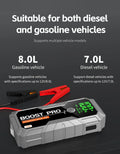 12V Portable Car Jump Starter, 8.0L Gas/7.0L Diesel, QC3.0 Power Bank, 4-Mode LED Light, Explosion-Proof Battery for All Vehicle
