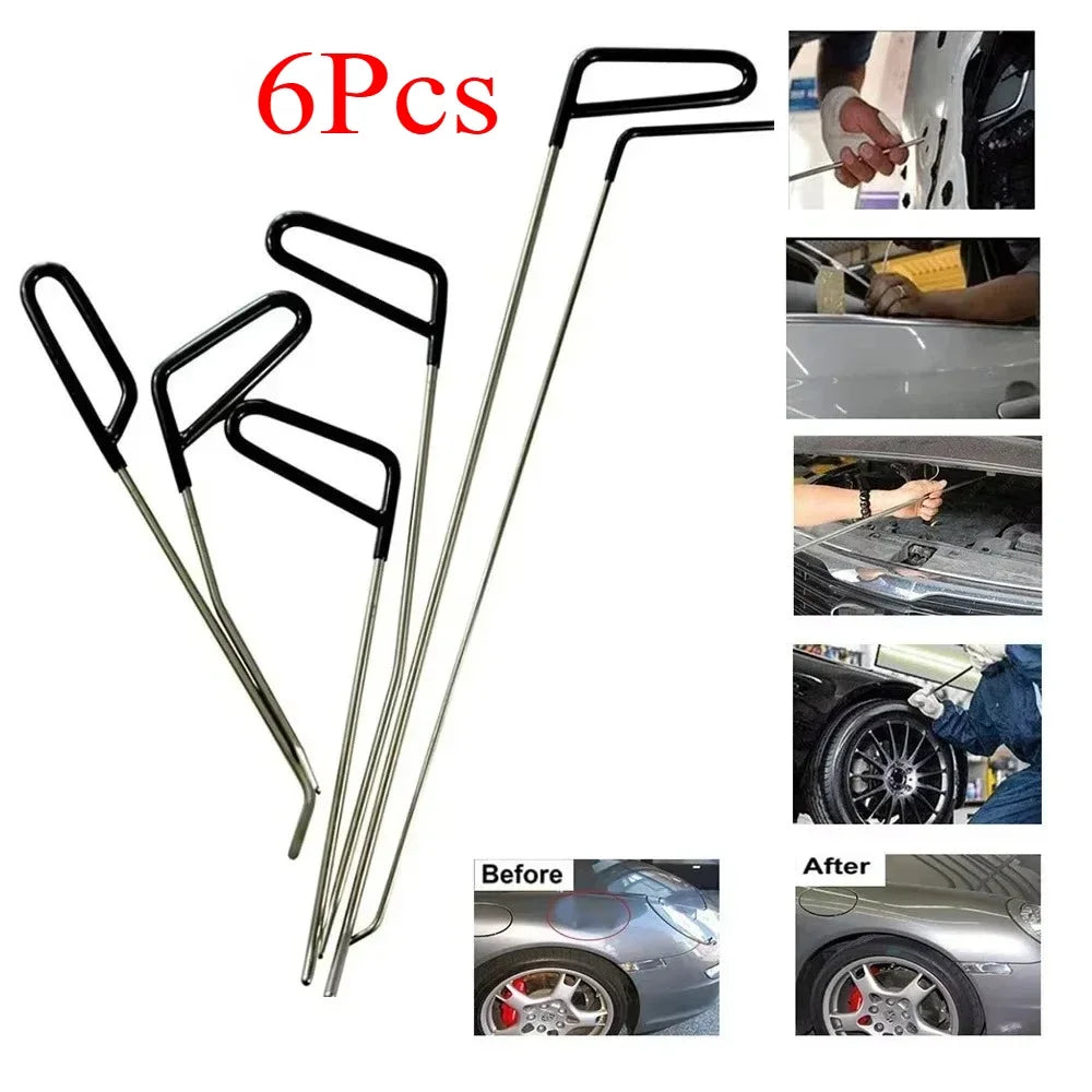 New Car Hook Rods Paintless Dent Repair Hail Remover Hooks Rods Kits Auto Body Dents Stainless Steel Hands Tools