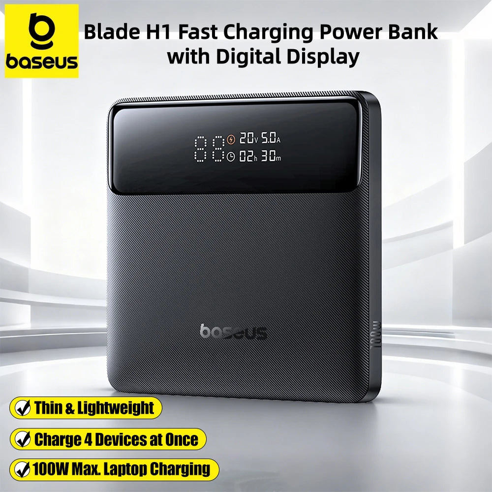 Baseus 100W Power Bank 20000mAh Fast Charging Type C Powerbank External Battery for Laptops MacBook for iPhone 17 16 15 Pro Max Car Mobile World