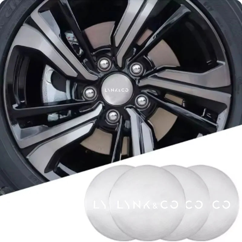 4pcs With Logo Car Wheel Center Hub Caps Emblem Sticker Decals For Lynk&Co 01 05 09 02 Lynk Co 03 EM-F 06 Phev car Accessories