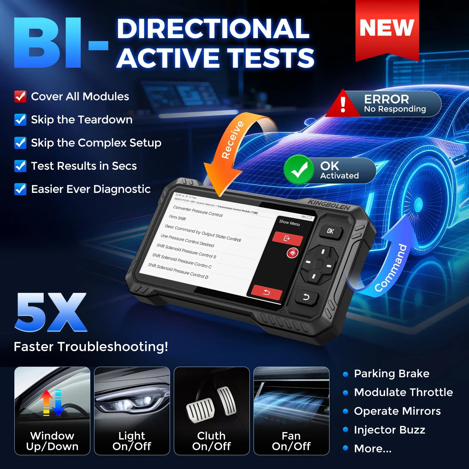 KINGBOLEN S6 ELite CAN FD All System OBD2 Scanner Bidirectional Test Car Diagnostic Tool TPMS AdBlue DPF 15 Reset Lifetime free Car Mobile World