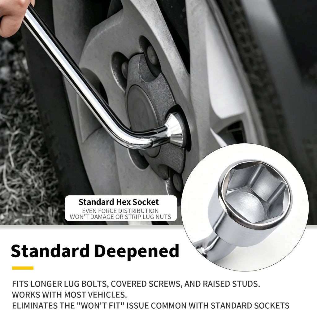 1PC Car Spare Tire Lug Wrench L- type Hexagonal Head Socket Spanner Repair Hand Tool, Standard Tire Wrench 17/19/21/22/23mm