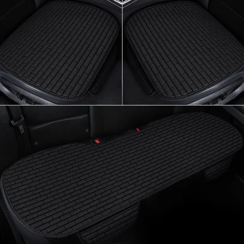 3pcs Universal Size Breathable Non Slip Car Seat Cover Front Seat Protector Cushion Linen Fabric Auto Interior Accessories CM World
