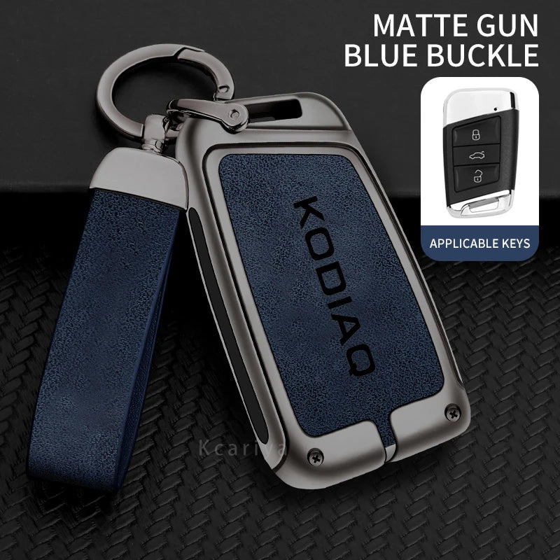 Zinc Alloy Car Remote Control Key Case Cover Holder Shell Fob for Skoda Kodiaq Protection Key Chain Buckle Keyless Accessories CM World