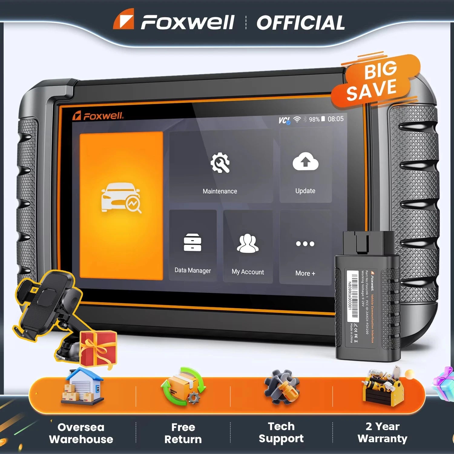 FOXWELL NT809BT OBD2 Bluetooth Car Diagnostic Tool All System Bi-Directional 30+ Reset Code Reader OBD2 Scanner Automotivo Car Mobile World