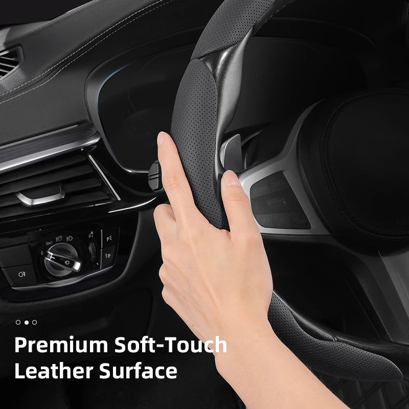 Suitable for Honda's Breathable Holes Leather Steering Wheel Cover Segmented Quick Release Design Non-Slip and Durable Civic Fit 8Th Gen 8 City Accord 9 10 Vezel Freed Breeze 7 Jade Shuttle Xrv Crosstour Insight Stream CM World