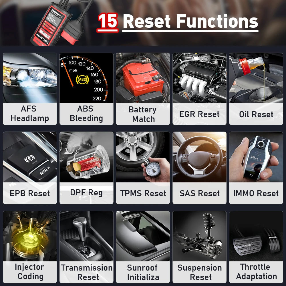 THINKCAR THINKDIAG 2 Bidirectional OBD2 Scanner All System Car Diagnostic Tool ECU Coding 15 Service FCA 1 Year free Update Car Mobile World