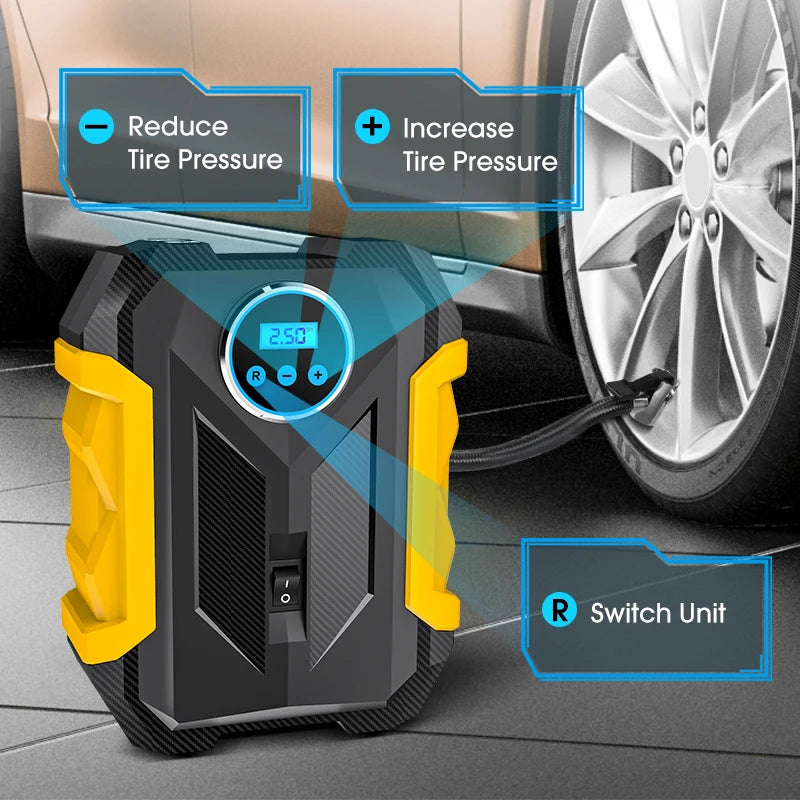 CARSUN Portable Automobile Air Compressor Digital Tire Inflation Pump LED Lamp Tire Compression Pump Compressor For Car Motorcy CM World