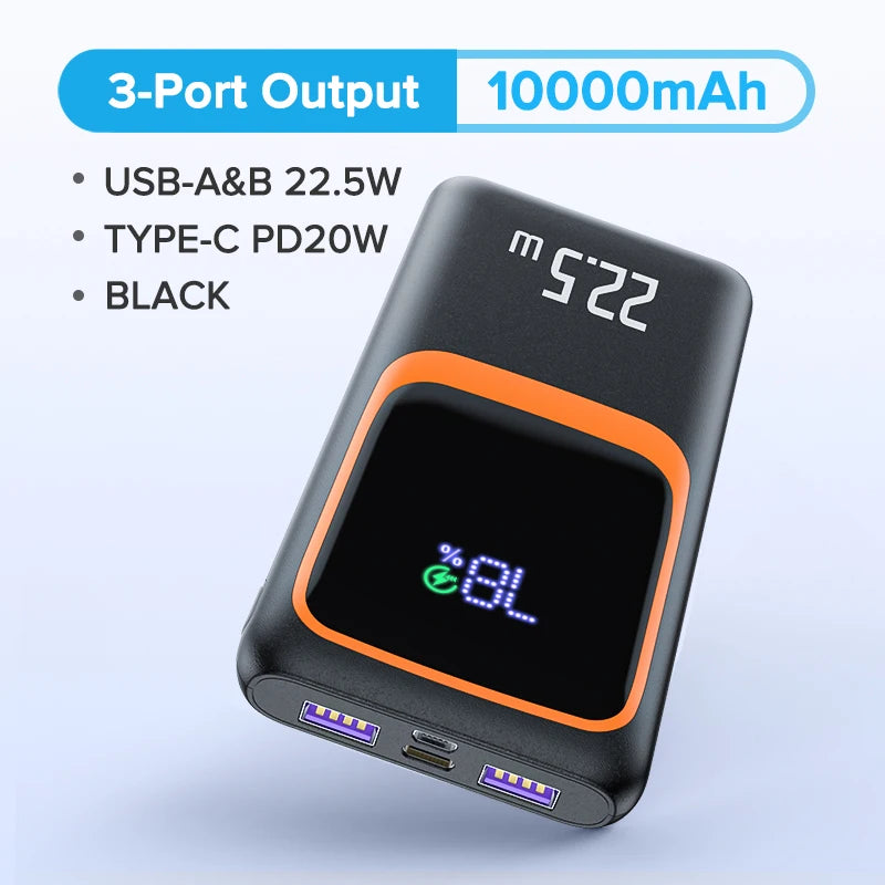 QOOVI 20000mAh Power Bank External Large Battery Capacity PD 22.5W Fast Charging Portable Charger For Samsung iPhone Xiaomi Car Mobile World