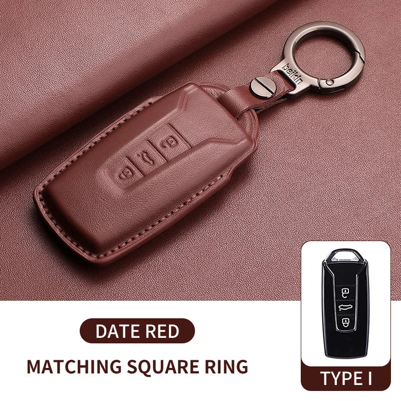Leather Car Key Case Cover For Touareg 2019 2020 2021 2022 2023 2024 2025 2026 Key Protection Garnish Accessories