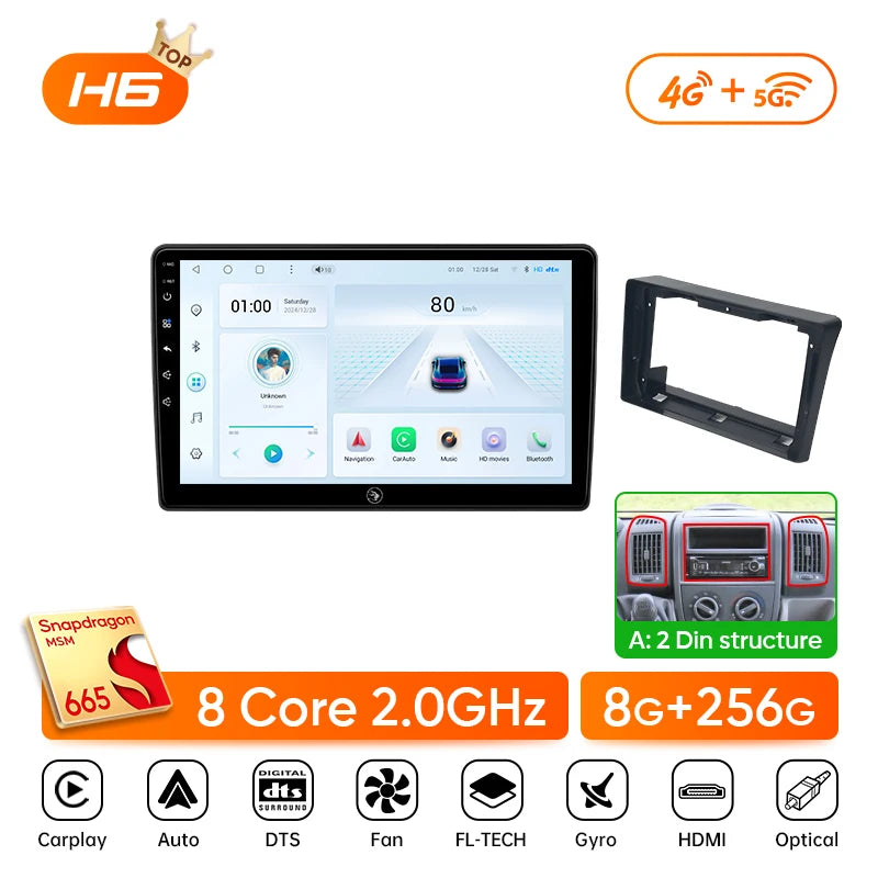 Ainavi Car Radio For Fiat Ducato Citroen Jumper Peugeot Boxer 2006-2024 Wireless Carplay Android Auto Car Multimedia DSP BT 2Din CM World