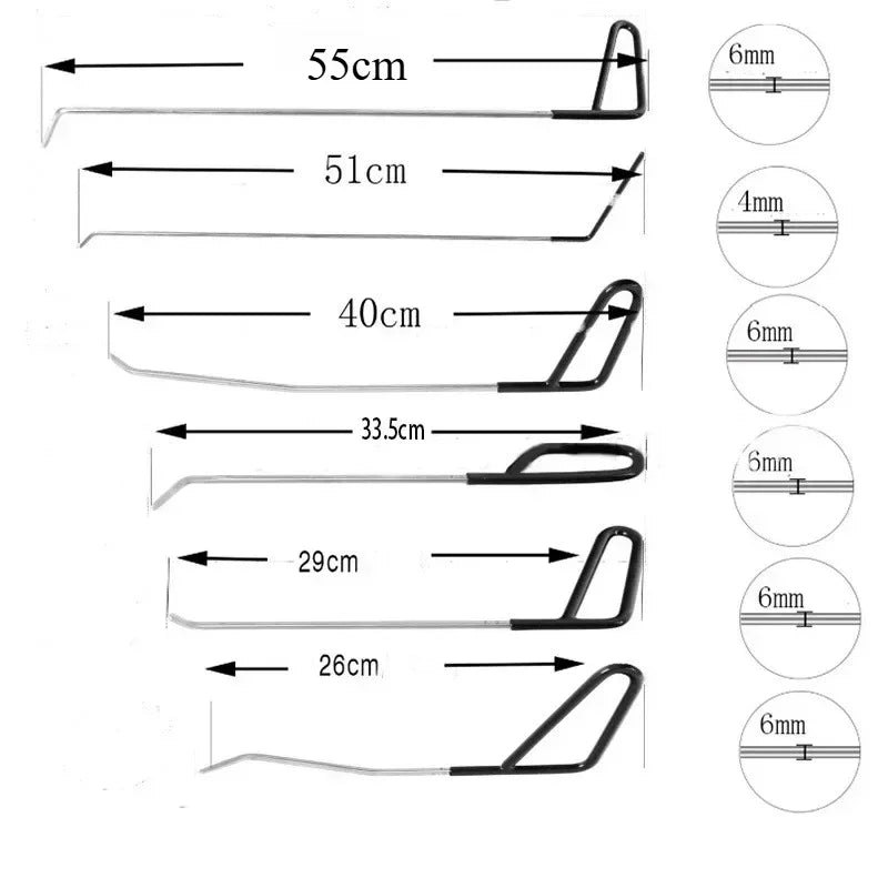 Car Body Dent Removal Crowbar Kit Auto Hail Dent Disassembly Repair Hooks Push Rods Tools for Automotive Workshop