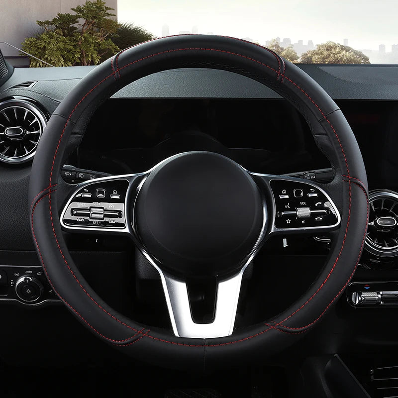 Motoptes Car Anti-Slip Leather Steering wheel Cover Universal car Steering Wheel Protective Cover Fashion Style 38cm Pink CM World