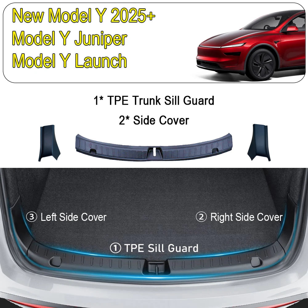 Rear Trunk Bumper Protector Guard For Tesla Model Y Juniper Launch Accessories 2025 Trunk Mat Threshold Sill Cover Pad Plate CM World
